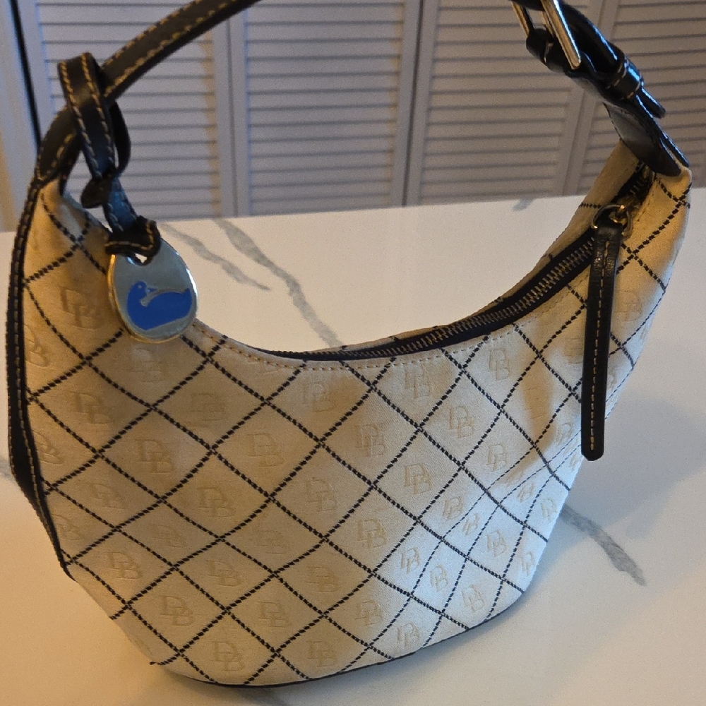 Dooney & Bourke Cream and Black Hobo Bags with Quilted Design